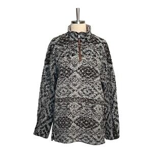 TRUE GRIT SHERPA PULLOVER 1/4 ZIP FROSTY‎ TIP AZTEC PATTERN SUPER SOFT SIZE MED